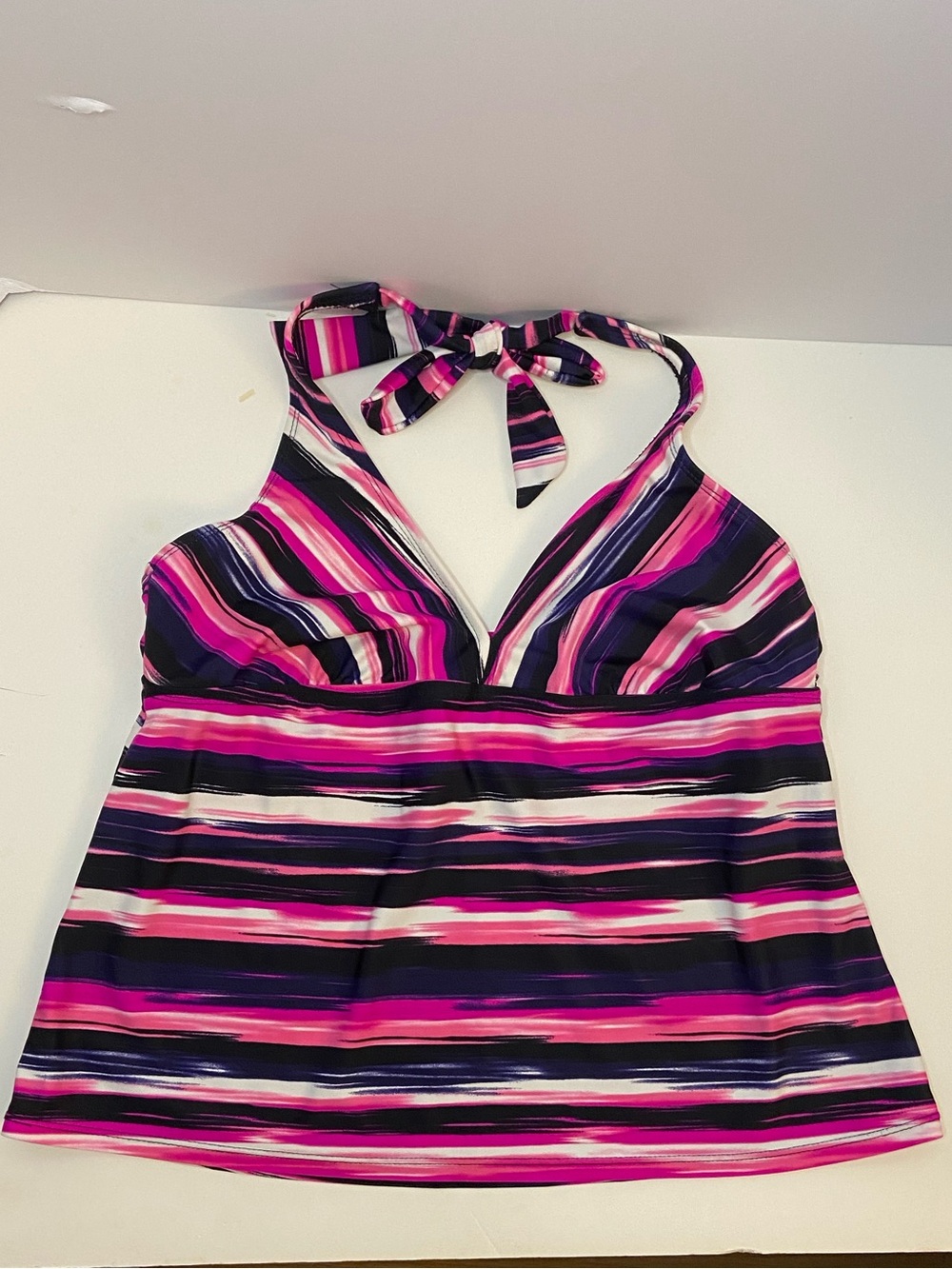 Catalina Pink and Navy Striped Halter Swim Camisole